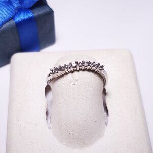 Estate .20ctw Natural Diamond curved 10Kt White Gold HN Tracer Band Ring #22061